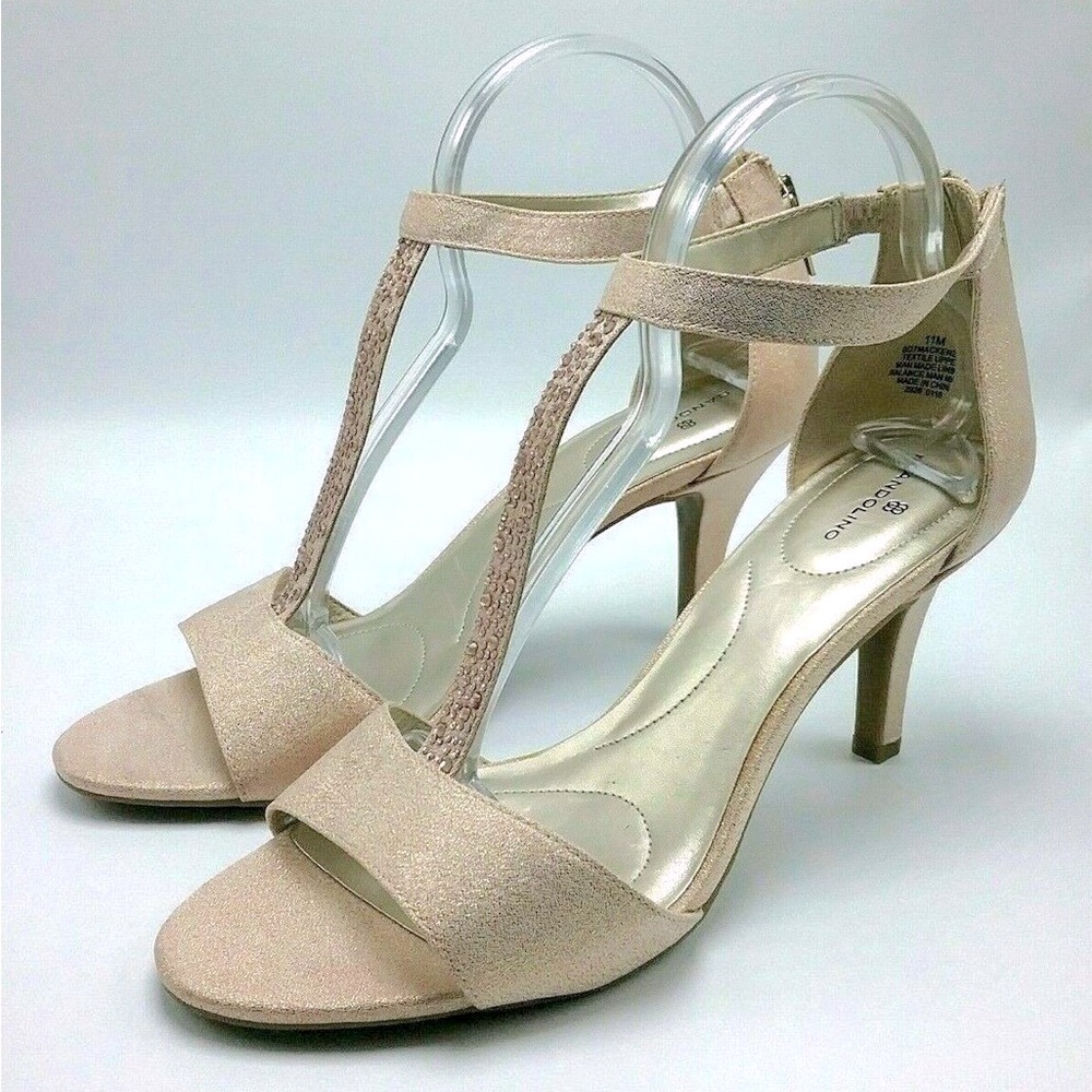 Bandolino Mackenzie Beaded Beige Heeled Sandals Size 7.5 M NEW